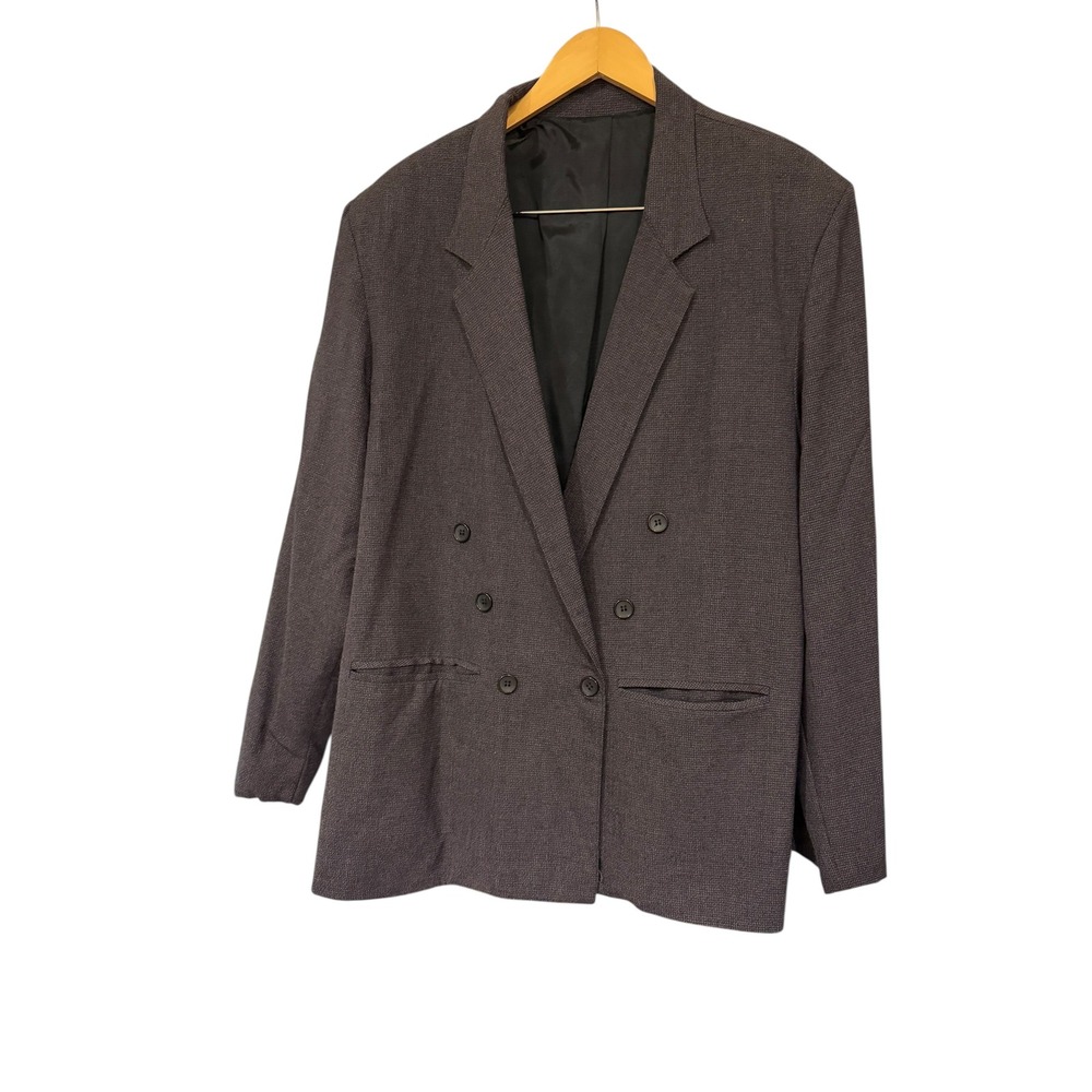 Retro Made In USA Womens Mulitcolor Double Breasted Blazer‎ Jacket Size Large